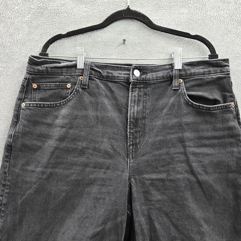 American Eagle Outfitters Women Jeans 14 Black Denim Stovepipe Baggy Y2K - Picture 6 of 12